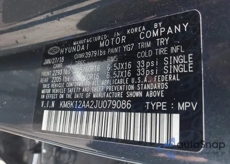 2018 Hyundai Kona Se из США, поврежденный, VIN KM8K12AA2JU079086